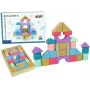 LEAN TOYS Wooden Bricks Pastel Colours 28 Pieces Castle
