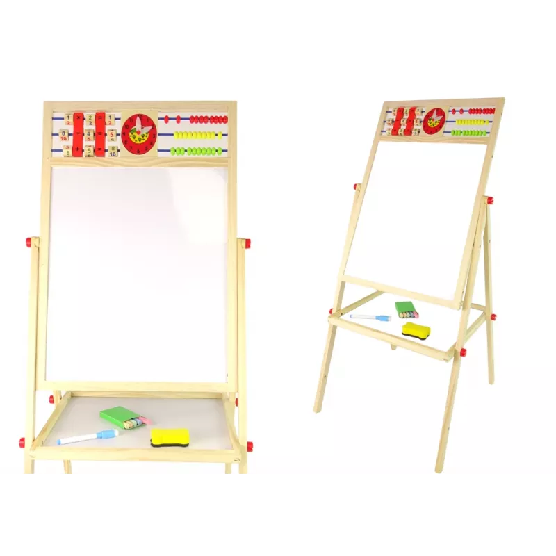 LEAN TOYS Wooden Education Board 2in1 Magnetic-Chalkboard su Priedais Skaičiavimo Lentele, Daugyba, Abėcėle
