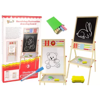 LEAN TOYS Wooden Education Board 2in1 Magnetic-Chalkboard su Priedais Skaičiavimo Lentele, Daugyba, Abėcėle