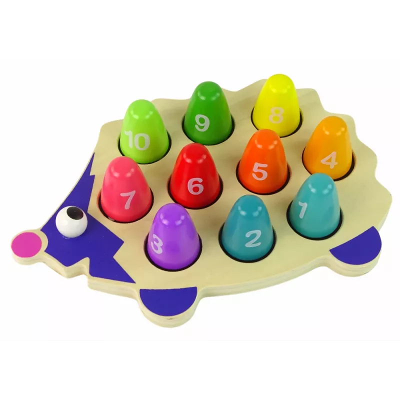 LEAN TOYS Wooden Educational Hedgehog with 10 Colorful Pawns