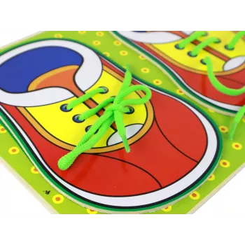 LEAN TOYS Medinis edukacinis žaislas, mokantis rišti batų raištelius