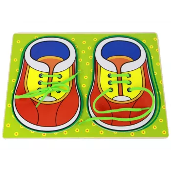 LEAN TOYS Medinis edukacinis žaislas, mokantis rišti batų raištelius