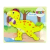 LEAN TOYS Wooden Puzzle Dinosaur Stegosaurus Yellow