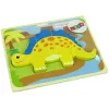 LEAN TOYS Wooden Puzzle Dinosaur Stegosaurus Yellow