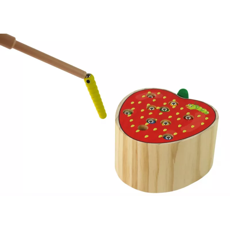 LEAN TOYS Wooden Strawberry Catch the Worm Magnetic Game