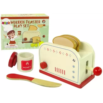 LEAN TOYS Mediniai skrudintuvo aksesuarai pusryčiams virtuvėje vaikams