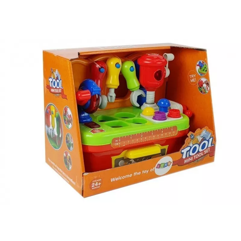 LEAN TOYS dirbtuvės kūdikiams rūšiuoklis įrankių rinkinys su garsu ir šviesa