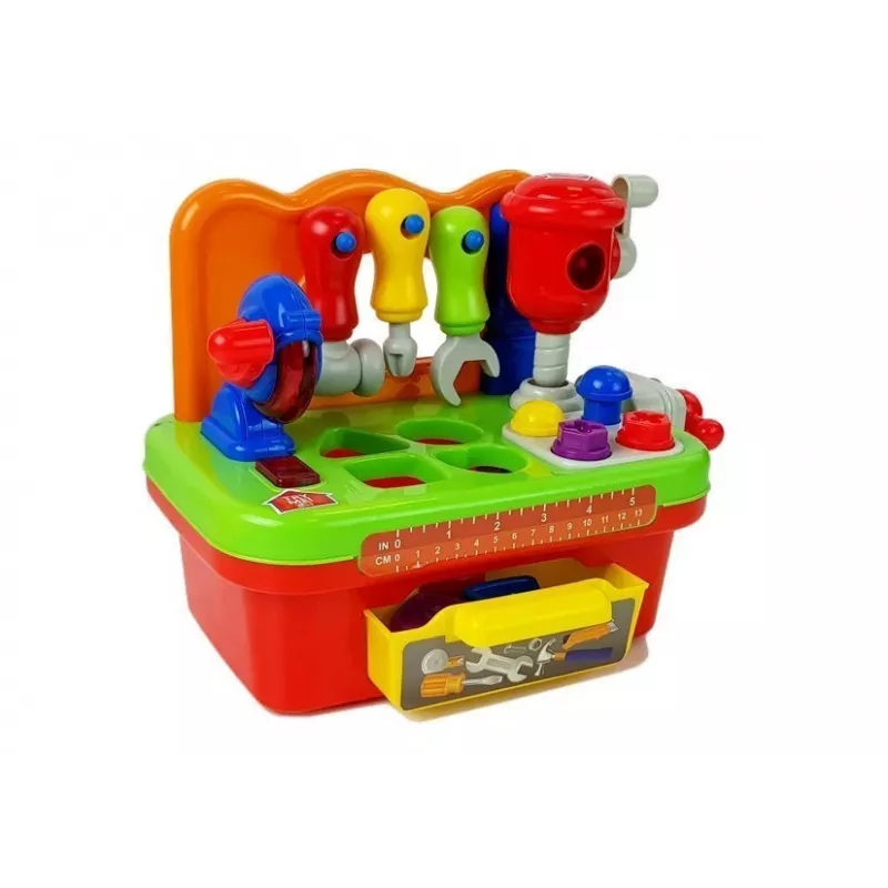 LEAN TOYS dirbtuvės kūdikiams rūšiuoklis įrankių rinkinys su garsu ir šviesa