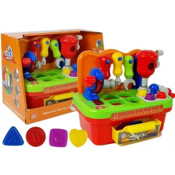 LEAN TOYS dirbtuvės kūdikiams rūšiuoklis įrankių rinkinys su garsu ir šviesa