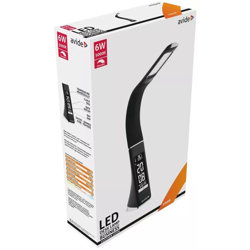 Avide LED stalinsė lempa su verslo kalendoriumi, juoda, 6W