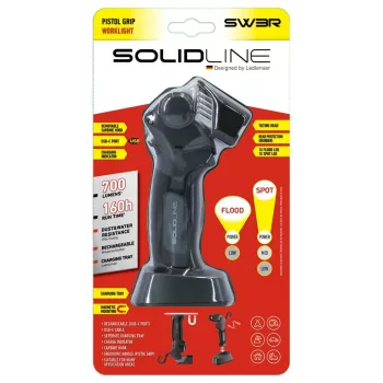 Ledlenser SW3R COB LED žibintuvėlis su magnetiniu pagrindu, 320 lm, įkraunamas per USB-C, IP54, 180° pasukama galvute, kišenine segtuku, juodos spalvos