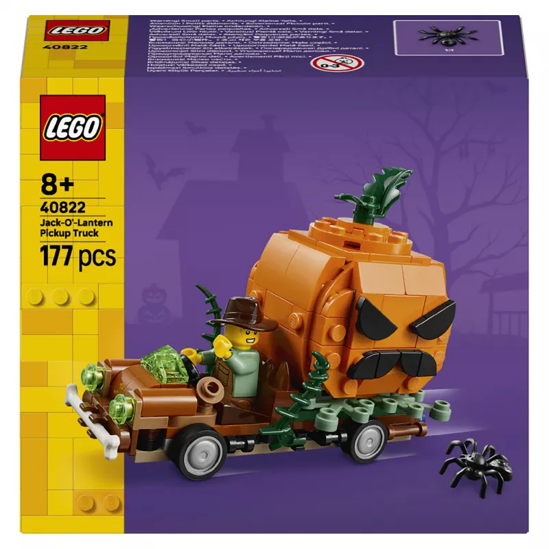 LEGO 40822 Jack-O'-Lantern pikapo sunkvežimio konstravimo rinkinys - 200 dalių, kaliausės minifigūrėlė, Helovino demonstracinis modelis