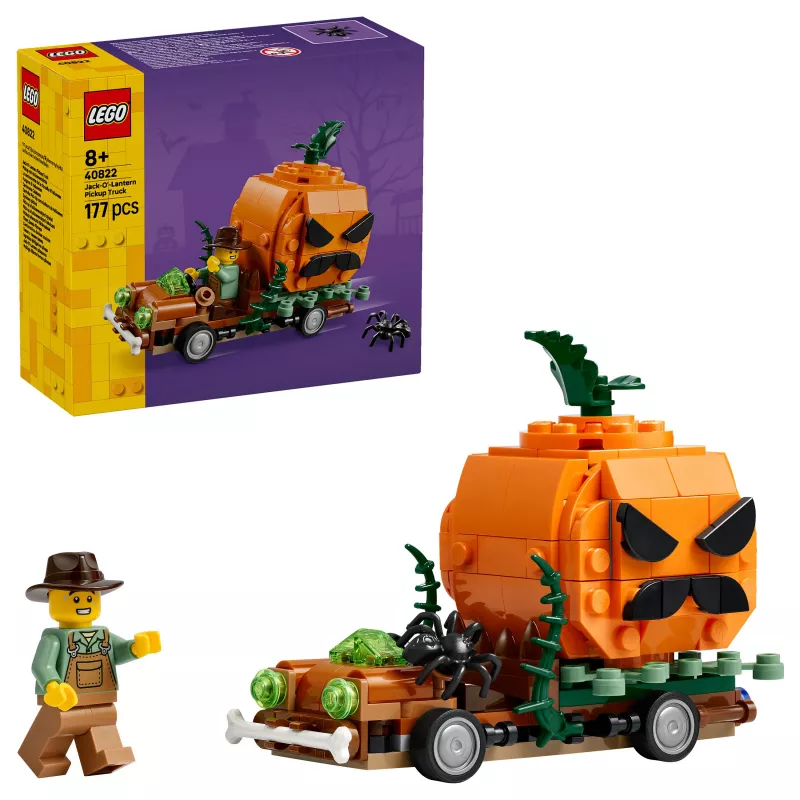 LEGO 40822 Jack-O'-Lantern pikapo sunkvežimio konstravimo rinkinys - 200 dalių, kaliausės minifigūrėlė, Helovino demonstracinis modelis