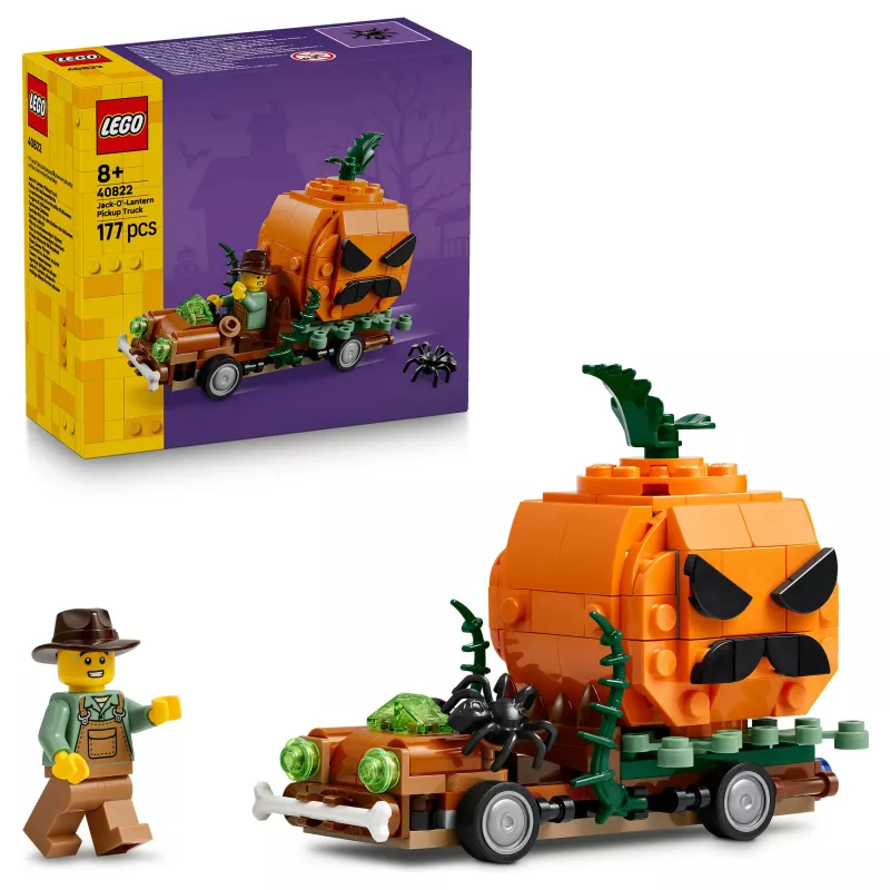 LEGO 40822 Jack-O'-Lantern pikapo sunkvežimio konstravimo rinkinys - 200 dalių, kaliausės minifigūrėlė, Helovino demonstracinis modelis