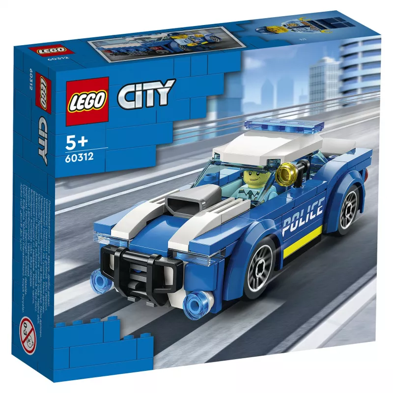 LEGO City Policijos automobilis 60312 Konstravimo rinkinys su minifigūrėle ir kelio kūgiu (94 dalys, nuo 5 metų)