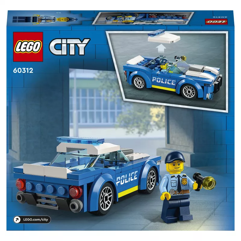 LEGO City Policijos automobilis 60312 Konstravimo rinkinys su minifigūrėle ir kelio kūgiu (94 dalys, nuo 5 metų)