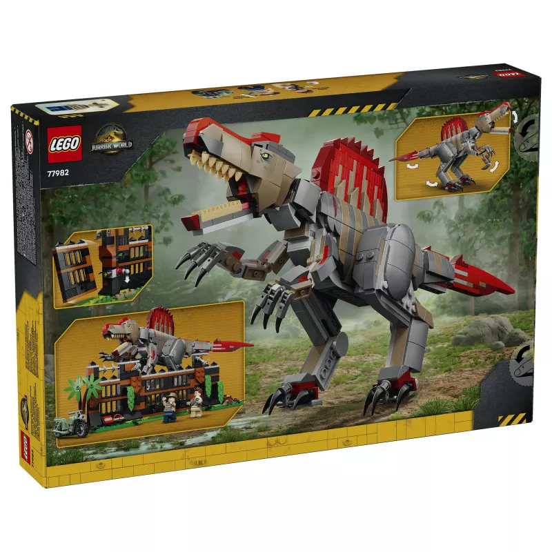 LEGO Jurassic World 77982 Spinosaurus Dinosaur Escape Building Set su Owen Grady ir Claire Dearing minifigūrėlėmis (248 dalių)