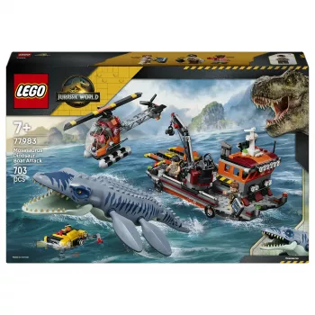 LEGO Jurassic World 77983 Mosasaurus dinozaurų valties ataka (280 dalių, 3 minifigūrėlės, amžius 7+)