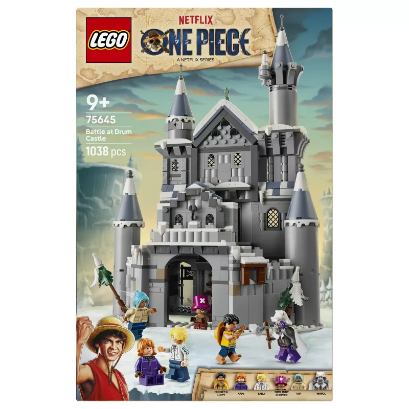 LEGO One Piece 75645 Mūšis prie Būgnų pilies statybos rinkinys (1250 dalių, 7 minifigūrėlės)