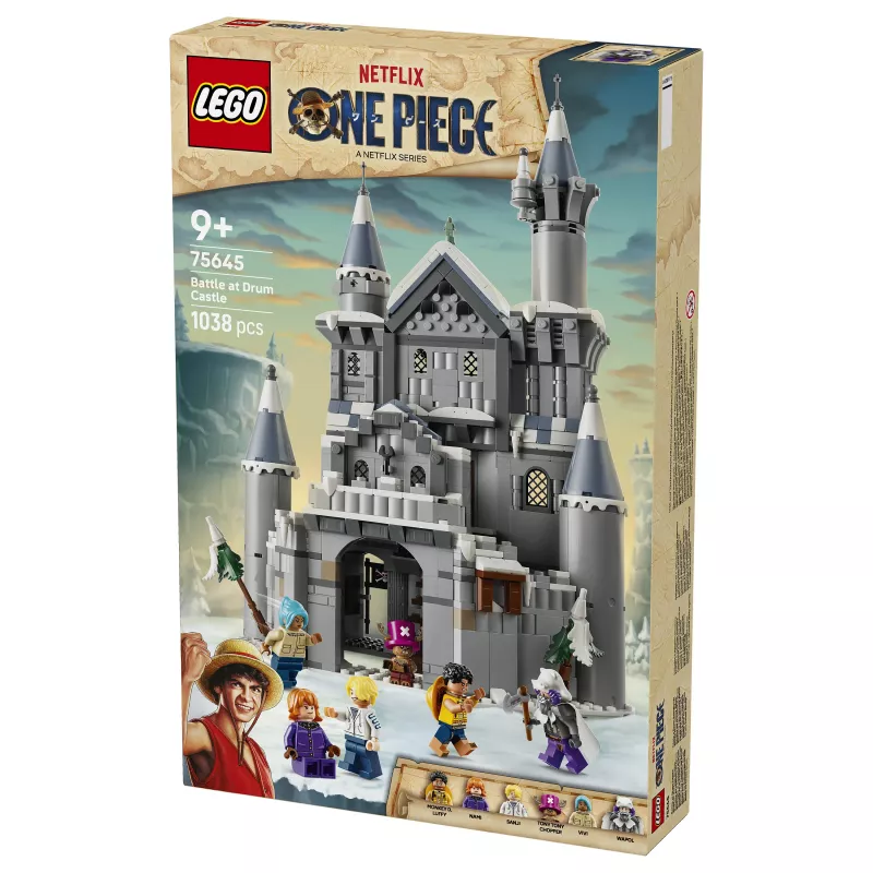 LEGO One Piece 75645 Mūšis prie Būgnų pilies statybos rinkinys (1250 dalių, 7 minifigūrėlės)