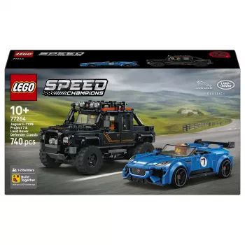 LEGO Speed Champions 77264 Jaguar F-TYPE Project 7 & Land Rover Defender Classic Statybų rinkinys