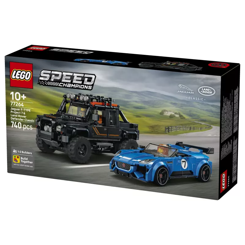 LEGO Speed Champions 77264 Jaguar F-TYPE Project 7 & Land Rover Defender Classic Statybų rinkinys