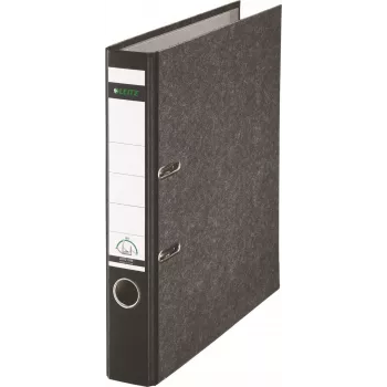 Leitz 1050 Standard Lever Arch File A4 52 mm juodas perdirbto kartono su plyšiais, piršto skylute, metaliniais kraštų apsaugais 1050-50-95