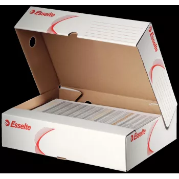 LEITZ 128004 archyvinė dėžutė A4, 80 mm nugarėlė, balta/raudona, kartoninė, 25 vnt. pakuotė