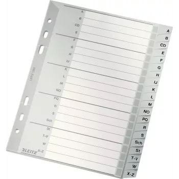 LEITZ A-Z registro skirtukai A5 polipropilenas 20 dalių pilki su rašomu kartono viršeliu 1265-00-00