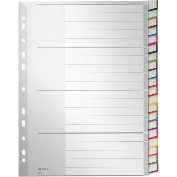 LEITZ A4 itin platūs tušti plastikiniai skyrikliai, 20 dalių, universalus perforavimas, permatomai balti 1278-00-00