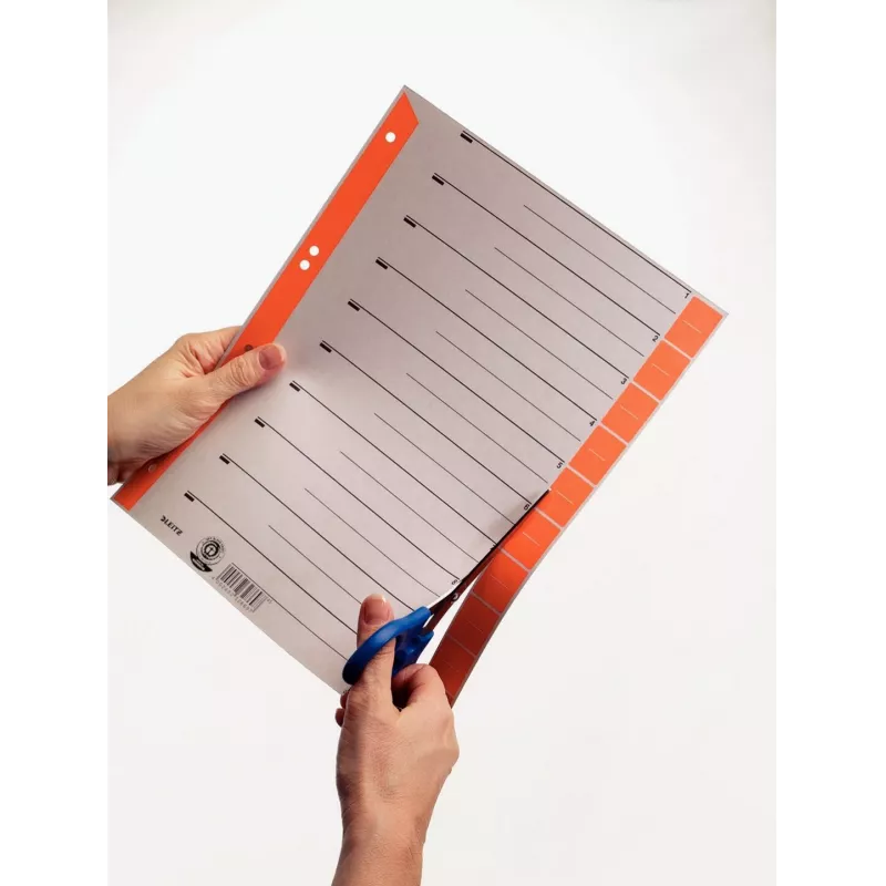 LEITZ A4 itin platūs kraftinio kartono skirtukai, 230 g/m², pilki su geltonais tuščiais skirtukais, 10 dalių rinkinys 1652-00-15