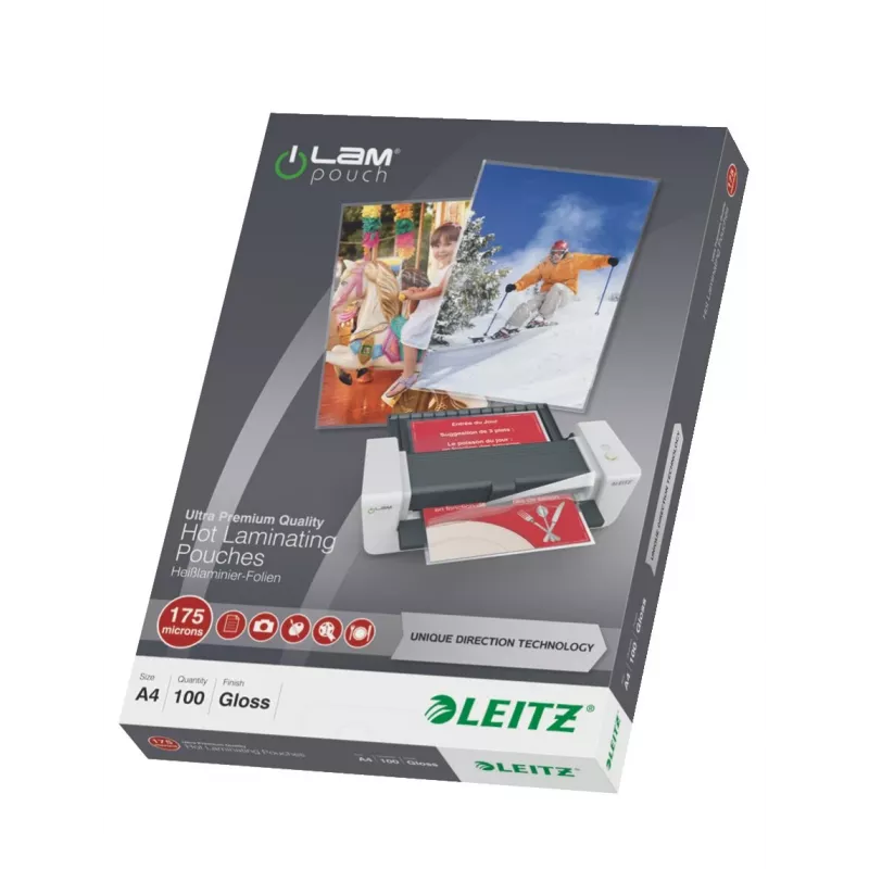 Leitz A4 laminavimo kišenės, blizgios, skaidrios kaip krištolas, 100 mikronų, 100 vienetų pakelis 7483-00-00
