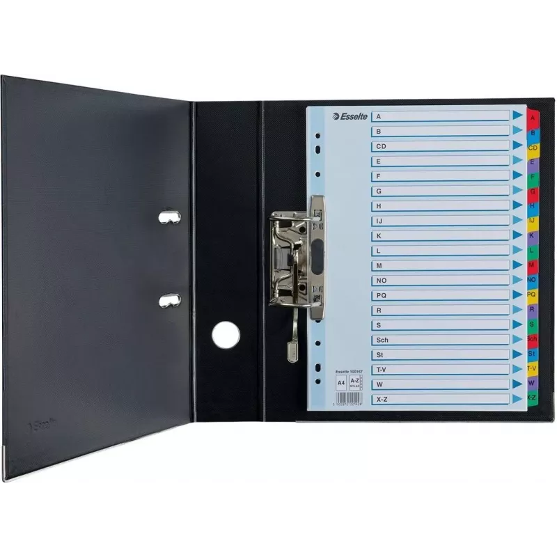 LEITZ A4 Mylar A-Z registro skirtukai, 26 skirtukai, įvairiaspalviai, universalus perforavimas, 160 gsm, 1 rinkinys (100167)