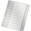 LEITZ A5 plastikiniai skyrikliai, numeruoti 1-10, pilki, 10 dalių, polipropilenas, 0,12 mm, su rašomu viršeliu 1285-00-00