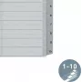 LEITZ A5 plastikiniai skyrikliai, numeruoti 1-10, pilki, 10 dalių, polipropilenas, 0,12 mm, su rašomu viršeliu 1285-00-00