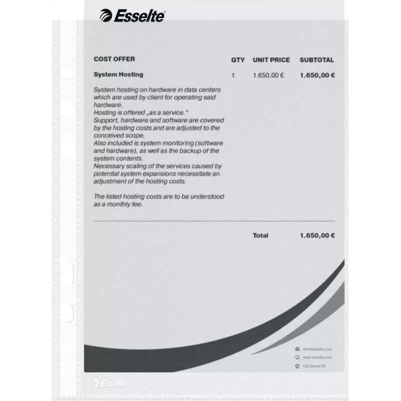 LEITZ Esselte A5 daugiaaukštės kišenės 50 mikronų permatomos, 100 vnt. paketas 23782