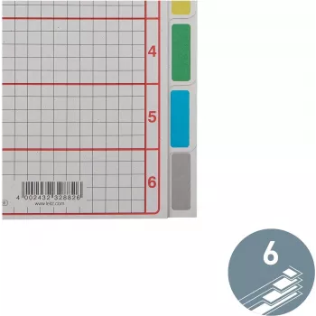 LEITZ itin tvirti kartoniniai registro skirtukai, tušti, A5, 6 dalių, pilki 230 g/m², rašomas viršelio lapas su tinkleliu 4355-00-85