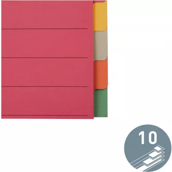 LEITZ itin tvirti kartoniniai registro skirtukai, tušti skirtukai, A4, 10 dalių, įvairiaspalviai, 230 gsm, 5 spalvų per visą storį dažytas kartonas (4359-00-00)