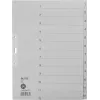 LEITZ Manilos skirtukai, skaitmeniniai 1-12, A4 itin platus, pilki, 12 dalių, 100 gsm, 80 mm perforacija, sustiprintos skylės 1233-00-85