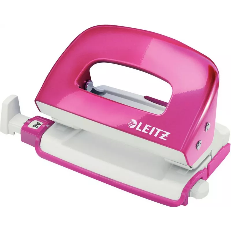 Leitz NeXXt serijos WOW metalinis mini skylių muštukas, rožinis, 2 skylių, 10 lapų, metalinė apdaila 5060-10-23