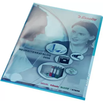 LEITZ Premium A4 dokumentų aplankas, PVC, mėlynas, 0,15 mm, atidarytas viršus ir šonas, archyvavimui saugus, standi plėvelė (4100-00-35)