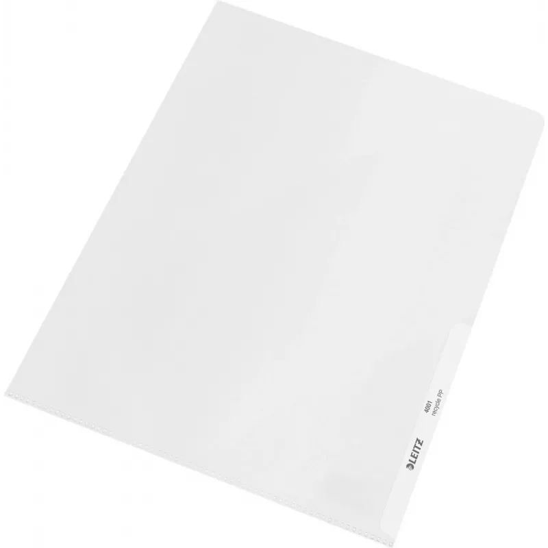 LEITZ re:cycle A4 dokumentų kišenė, 100% perdirbtas PP, 0,13 mm įspaustas, atidaryta viršus ir šonas, permatoma, 10 vnt. pakelis 4401-10-03