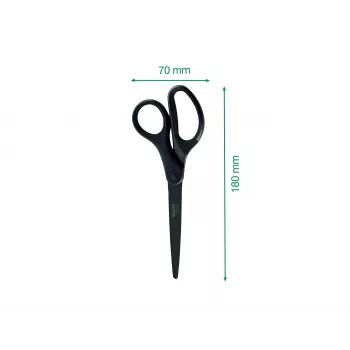 Leitz Titanium Quality žirklės 180 mm, nerūdijančio plieno ašmenys su titano danga, ergonomiškos minkštos rankenos, juodos/raudonos, skirtos popieriui ir audiniams 5419-60-95