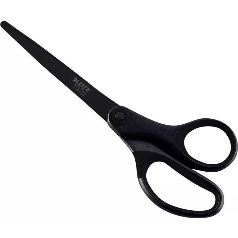 Leitz Titanium Quality žirklės 180 mm, nerūdijančio plieno ašmenys su titano danga, ergonomiškos minkštos rankenos, juodos/raudonos, skirtos popieriui ir audiniams 5419-60-95