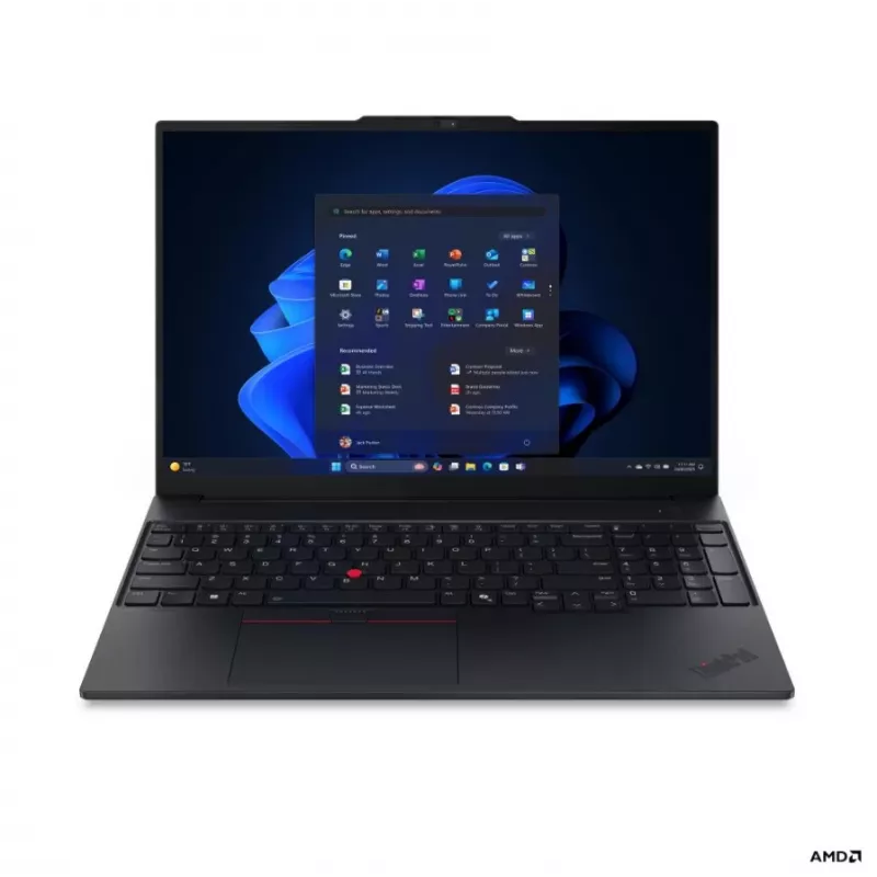 Lenovo ThinkPad E16 G4 AMD 16 colio WUXGA IPS nešiojamasis kompiuteris, AMD Ryzen AI 5 330, 16 GB DDR5, 512 GB SSD, AMD Radeon 820M, Windows 11 Pro, juodos spalvos, nordiška klaviatūra