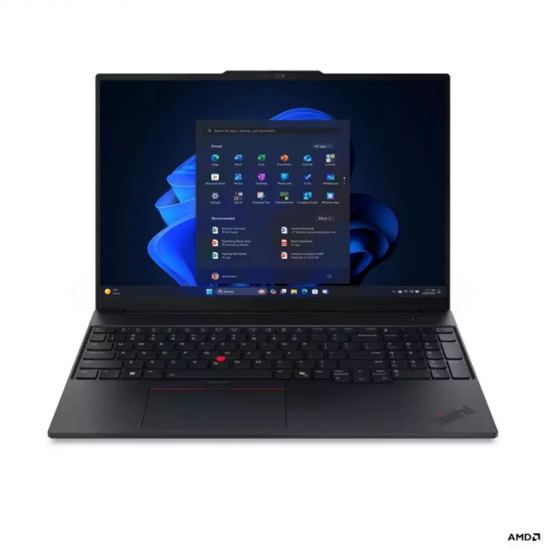Lenovo ThinkPad E16 G4 AMD 16 colių WUXGA IPS nešiojamasis kompiuteris, AMD Ryzen AI 5 330, 16 GB DDR5, 512 GB SSD, AMD Radeon 820M Graphics, Windows 11 Pro, juoda