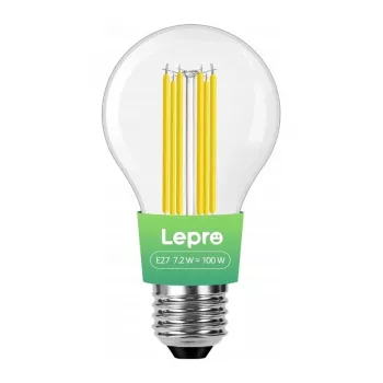 LEPRO 100094-WW-EU E27 kaitinamojo siūlo LED lemputė, 7,2 W (atitinka 100 W), 1521 lm, 2700K šiltai balta, A60, nedimmable, energijos klasė F