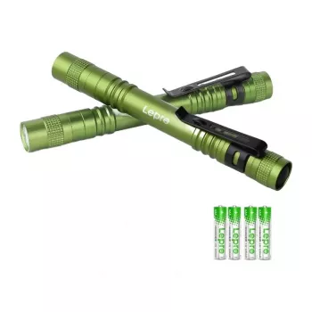 LEPRO 120023L-GN-2 LED žibintuvėlis, 2 vnt., 1000 liumenų, su reguliuojamu fokusu, IPX4 atsparus vandeniui, 5 režimai, CREE XPE, juodos spalvos