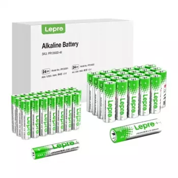 LEPRO 130003-48 AA/AAA šarminės baterijos, 48 vnt. pakuotė (24 AA + 24 AAA), 1,5 V, 10 metų galiojimo laikas, be gyvsidabrio