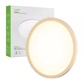 LEPRO 1500039-WW-EU 24W 2400 lm LED lubinis šviestuvas, šiltai balta šviesa, reguliuojamo ryškumo, IP54, apvalus